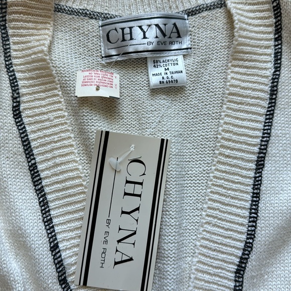 Chyna by Eve Roth Vintage Knit Cardigan Cream Medium - Picture 3 of 6